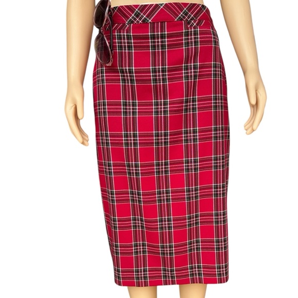 Christopher & Banks Red Plaid Midi Skirt - Picture 1 of 11